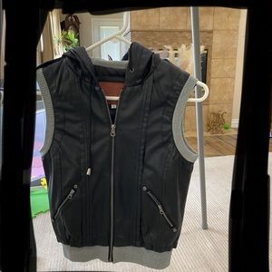 Black faux leather vest